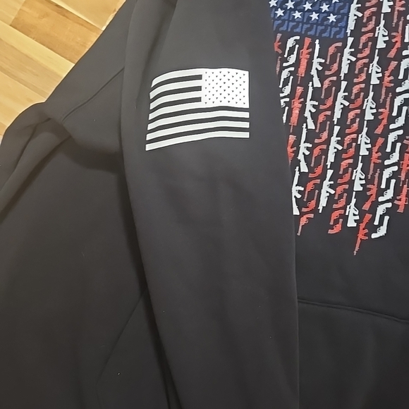 WE TH PEOPLE HOLSTERS Black Hoodie with American Flag Design - Picture 3 of 14